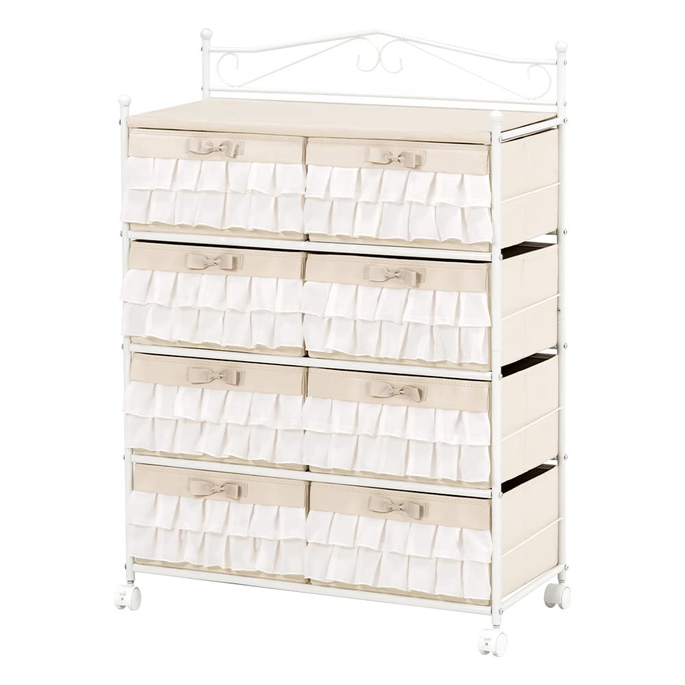 Amazon｜フリル チェスト 引出し 4段 8杯 キャスター付き